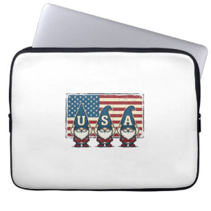 Vintage patriotische USA Gnome weiße Hemd Design_1 Laptopschutzhülle