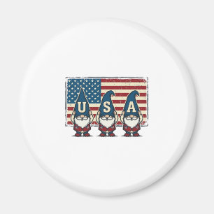 Vintage patriotische USA Gnome weiße Hemd Design_1 Magnet