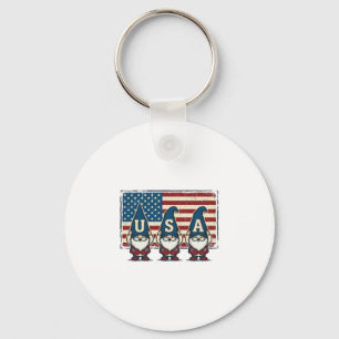 Vintage patriotische USA Gnome weiße Hemd Design_1 Schlüsselanhänger