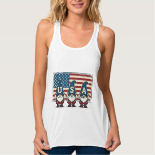 Vintage patriotische USA Gnome weiße Hemd Design_1 Tank Top