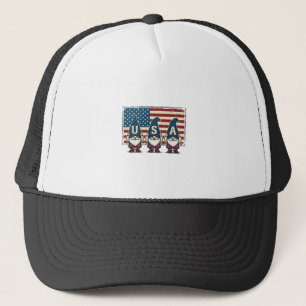 Vintage patriotische USA Gnome weiße Hemd Design_1 Truckerkappe