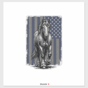 Vintage-patriotische Zugpferd-Flagge Vektor-Design Aufkleber