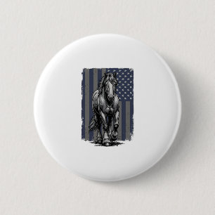 Vintage-patriotische Zugpferd-Flagge Vektor-Design Button