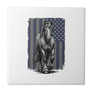 Vintage-patriotische Zugpferd-Flagge Vektor-Design Fliese