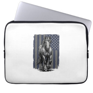 Vintage-patriotische Zugpferd-Flagge Vektor-Design Laptopschutzhülle