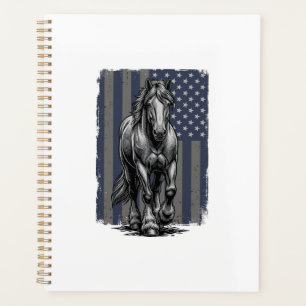 Vintage-patriotische Zugpferd-Flagge Vektor-Design Planer