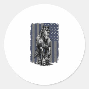 Vintage-patriotische Zugpferd-Flagge Vektor-Design Runder Aufkleber