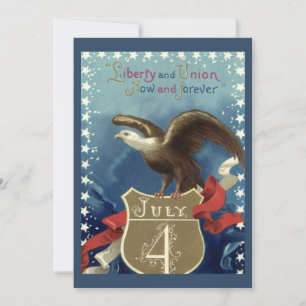 Vintage patriotischer 4. Juli, Adler mit Sternen Einladung