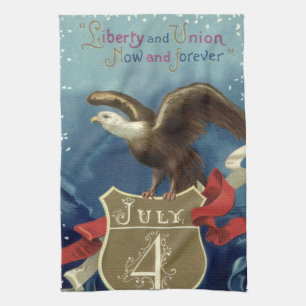 Vintage patriotischer 4. Juli, Adler mit Sternen Geschirrtuch