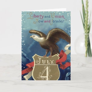 Vintage patriotischer 4. Juli, Adler mit Sternen Karte