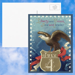 Vintage patriotischer 4. Juli, Adler mit Sternen Postkarte