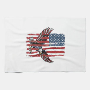 Vintage patriotischer Adler-Flag-Shirt-Entwurf_1 Geschirrtuch