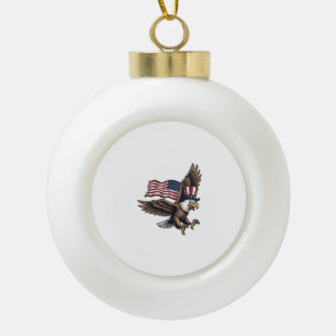 Vintage patriotischer Adler-Flag-Shirt-Entwurf_1 Keramik Kugel-Ornament