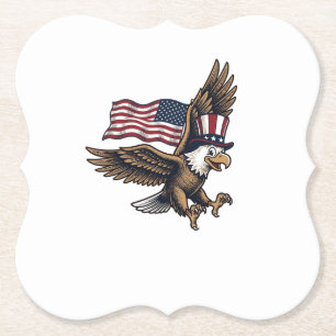 Vintage patriotischer Adler-Flag-Shirt-Entwurf_1 Untersetzer