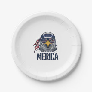 Vintage patriotischer Adler Merica-Shirt-Design_1 Pappteller