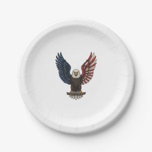 Vintage patriotischer Adler-Vektor-Shirt-Design_1 Pappteller