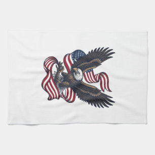 Vintage patriotischer Adler Vektor-Shirt-Design (2 Geschirrtuch