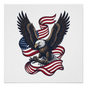 Vintage-patriotischer-Adler-Vektor-Shirt-Design (2 Poster