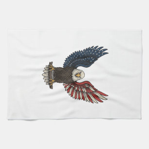 Vintage-patriotischer Adler-Vektor-Shirt-Entwurf_1 Geschirrtuch