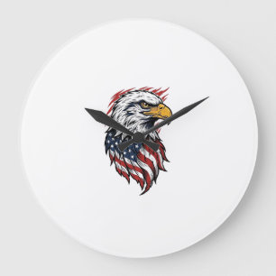 Vintage-patriotischer-Adler-Vektor-Shirt-Entwurf_1 Große Wanduhr