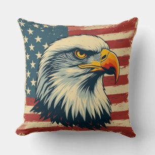 Vintage-patriotischer Adlerdruck – USA-Flagge Kissen