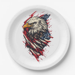 Vintage patriotischer amerikanischer Adler 4. Juli Pappteller