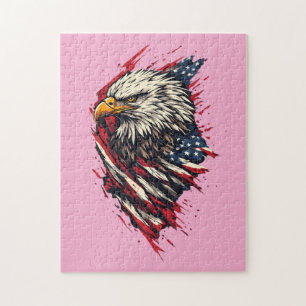 Vintage patriotischer amerikanischer Adler 4. Juli Puzzle