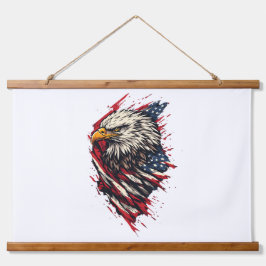 Vintage patriotischer amerikanischer Adler 4. Juli Wandteppich Mit Holzrahmen