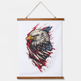 Vintage patriotischer amerikanischer Adler 4. Juli Wandteppich Mit Holzrahmen