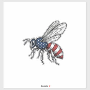 Vintage patriotischer Bienen-Vektorgrafik-Shirt-De Aufkleber