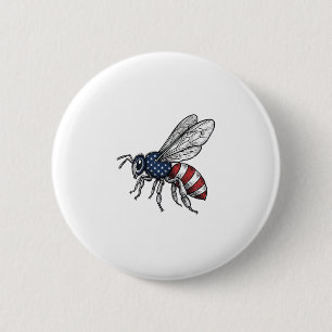 Vintage patriotischer Bienen-Vektorgrafik-Shirt-De Button