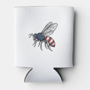 Vintage patriotischer Bienen-Vektorgrafik-Shirt-De Dosenkühler