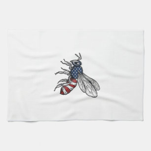 Vintage patriotischer Bienen-Vektorgrafik-Shirt-De Geschirrtuch