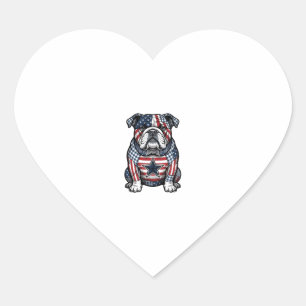 Vintage patriotischer Bulldogge-Vektor-Shirt-Desig Herz-Aufkleber