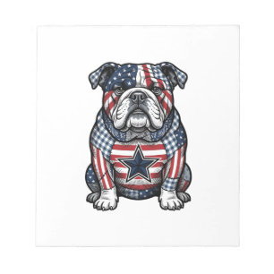 Vintage patriotischer Bulldogge-Vektor-Shirt-Desig Notizblock