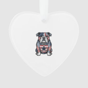 Vintage patriotischer Bulldogge-Vektor-Shirt-Desig Ornament