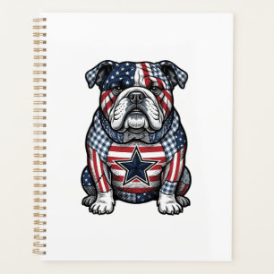 Vintage patriotischer Bulldogge-Vektor-Shirt-Desig Planer