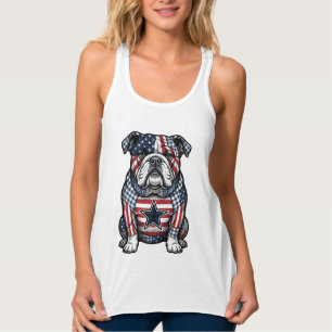 Vintage patriotischer Bulldogge Vektor-Shirt-Desig Tank Top