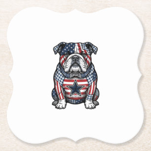 Vintage patriotischer Bulldogge-Vektor-Shirt-Desig Untersetzer