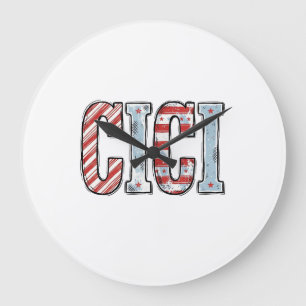 Vintage patriotischer CICI-Name-Vektor-Shirt-Desig Große Wanduhr