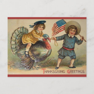 Vintage patriotischer Erntedankfest-Tag Postkarte