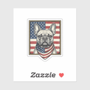 Vintage-patriotischer Französische-Bulldogge-Flagg Aufkleber