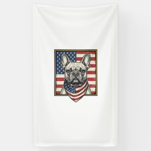 Vintage patriotischer Französische Bulldogge-Flagg Banner