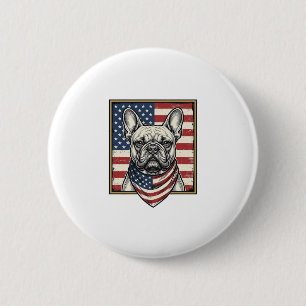 Vintage-patriotischer Französische-Bulldogge-Flagg Button