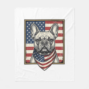 Vintage-patriotischer Französische-Bulldogge-Flagg Fleecedecke