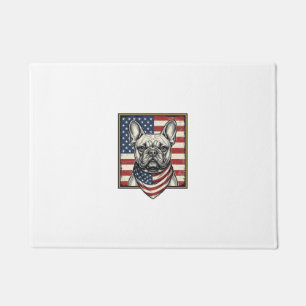 Vintage-patriotischer Französische-Bulldogge-Flagg Fußmatte