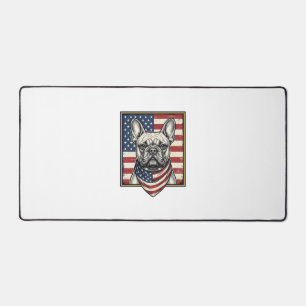 Vintage-patriotischer Französische-Bulldogge-Flagg Schreibtischunterlage