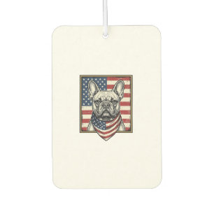 Vintage-patriotischer Französischer-Bulldogge-Flag Autolufterfrischer