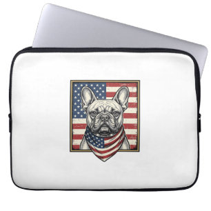 Vintage patriotischer französischer Bulldogge-Flag Laptopschutzhülle