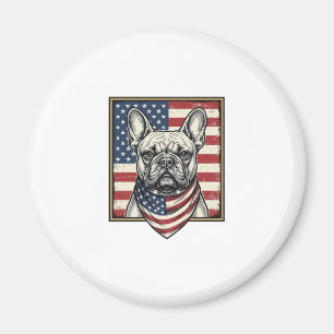 Vintage-patriotischer Französischer-Bulldogge-Flag Magnet